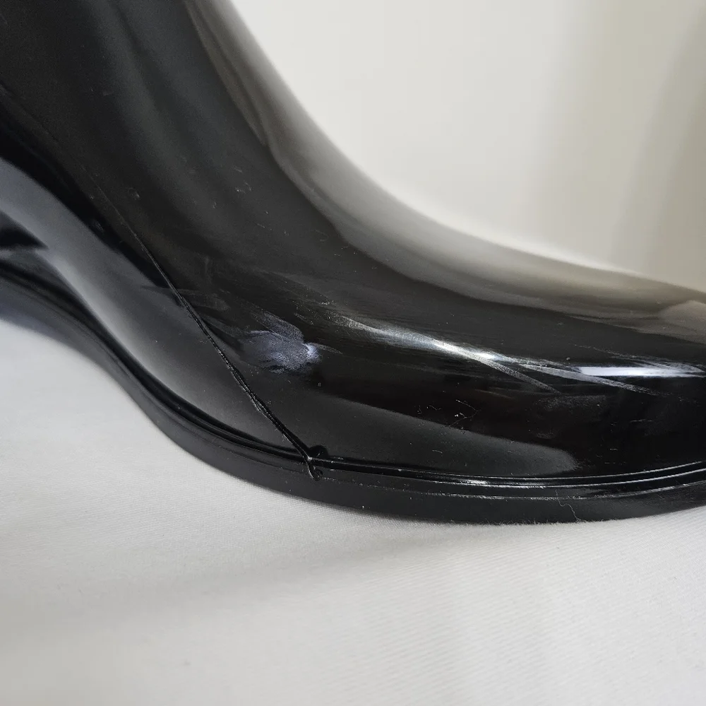 Sam Edelman Tinsley Waterproof Chelsea Rain Boots Black Gloss Size 11